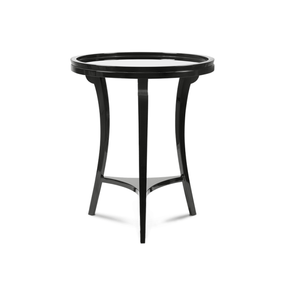 Table d'appoint 145 - 5Th - Table d'appoint en bois laqué avec pieds noirs, Pacific Compagnie.