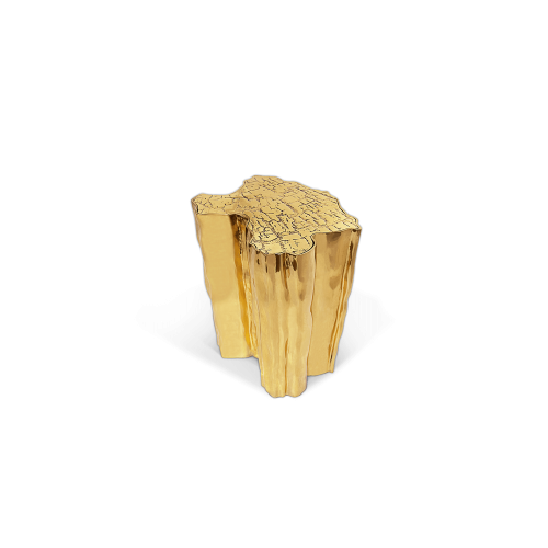 Table d'appoint 145 - Eden - Side table with gold and silver tones, featuring melted metal and polished cast brass - Pacific Com