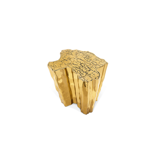 Table d'appoint 145 - Eden - Luxury side table with mixed materials, including brass patina and ceramic - Pacific Compagnie.