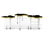 Table d'appoint 145 - Monet - Marble and brass side table with a unique, handcrafted design - Pacific Compagnie.