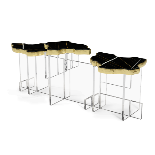 Table d'appoint 145 - Monet - Table d'appoint en marbre et laiton - Pacific Compagnie.