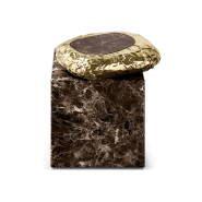 Table d'appoint 145 - Stonehenge - Table d'appoint en marbre et laiton martelé, décoration intérieure de luxe - Pacific Compagni