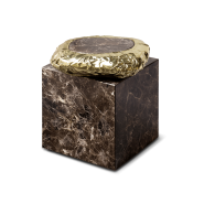 Table d'appoint 145 - Stonehenge - Sophisticated side table made from marble and hammered brass, perfect for luxurious interiors