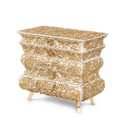 Table de nuit 145 - Crochet - Classic nightstand with wooden structure and glossy gold leaf details - Pacific Compagnie.