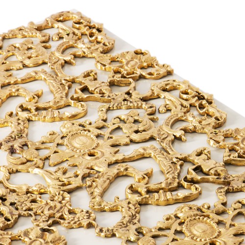 Table de nuit 145 - Crochet - Luxury nightstand with glossy cream lacquer and gold-plated handle - Pacific Compagnie.