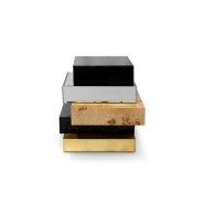 Table de nuit 145 - Frank - Luxurious gold leaf nightstand with copper accents - Pacific Compagnie.