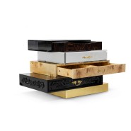 Table de nuit 145 - Frank - Elegant black and copper nightstand with glass details - Pacific Compagnie.