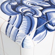 Table de nuit 145 - Heritage - Table de chevet avec feuille d'or et azulejos - Pacific Compagnie.