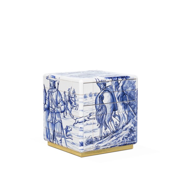 Table de nuit 145 - Heritage - Elegant gold leaf nightstand with storage - Pacific Compagnie.