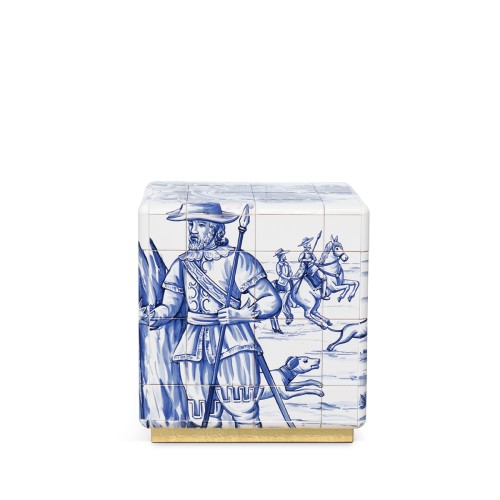 Table de nuit 145 - Heritage - Brass and gold leaf nightstand with unique design - Pacific Compagnie.