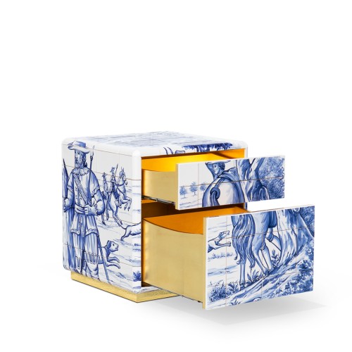 Table de nuit 145 - Heritage - Gold and tile nightstand with luxurious feel - Pacific Compagnie.