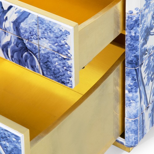 Table de nuit 145 - Heritage - Exquisite hand crafted gold leaf nightstand - Pacific Compagnie.