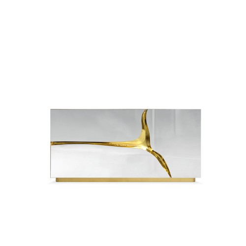 Table de nuit 145 - Lapiaz - Luxury stainless steel nightstand with brass accents - Pacific Compagnie.