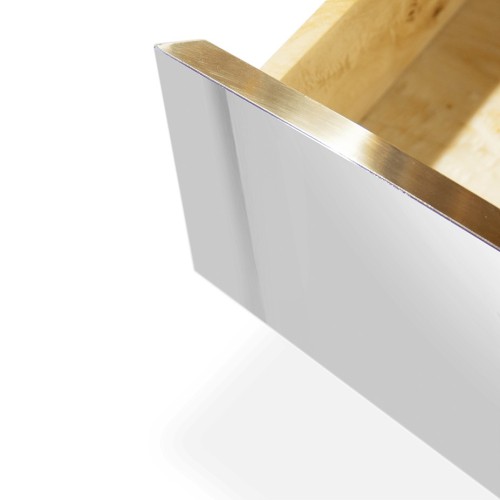 Table de nuit 145 - Lapiaz - Modern poplar root veneer nightstand with stainless steel and brass details - Pacific Compagnie.