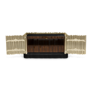 Table de nuit 145 - Symphony - Palisander veneer nightstand with black glass and gold plated brass - Pacific Compagnie.