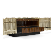 Table de nuit 145 - Symphony - Mobilier de chambre en palissandre, or et noir - Pacific Compagnie.