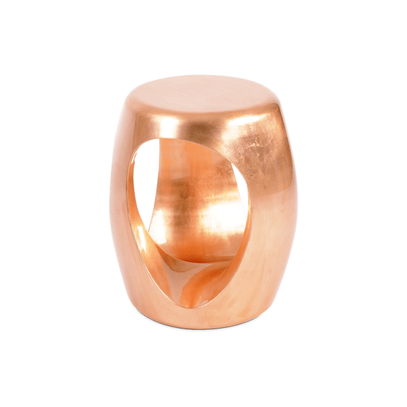 Tabouret 145 - Carved - Elegant copper leaf accented stool with fiberglass construction - Pacific Compagnie.