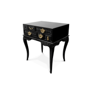 Table de nuit 145 - York - Elegant black and glass nightstand with plated handles - Pacific Compagnie.