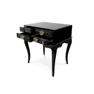 Table de nuit 145 - York - Modern black lacquer and clear glass nightstand - Pacific Compagnie.