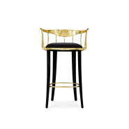 Tabouret de bar 145 - Nº11 - Gold bar stool with upholstered seat - Pacific Compagnie.