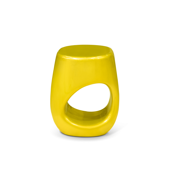 Tabouret 145 - Erosion - Tabouret de style moderne en fibre de verre noire, diamètre 35 cm - Pacific Compagnie.