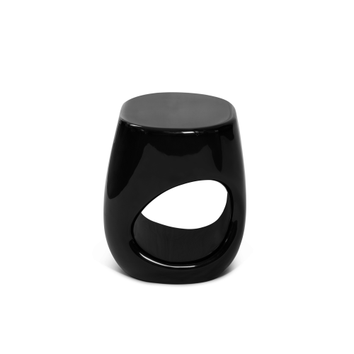 Tabouret 145 - Erosion - Lacquered fiberglass stool in black and citrine colors - Pacific Compagnie.