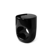 Tabouret 145 - Erosion - Tabouret de décoration intérieure en fibre de verre noire, style contemporain - Pacific Compagnie.