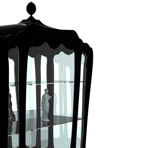 Vitrine 145 - Palace - Spacious wooden display case with natural finish and brass accents - Pacific Compagnie.