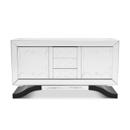 Buffet 145 - Metropolitan - Natural wood sideboard with mirror and glass details - Pacific Compagnie.