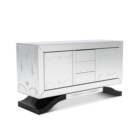 Buffet 145 - Metropolitan - Meuble de buffet en bois massif et verre, style luxueux - Pacific Compagnie.