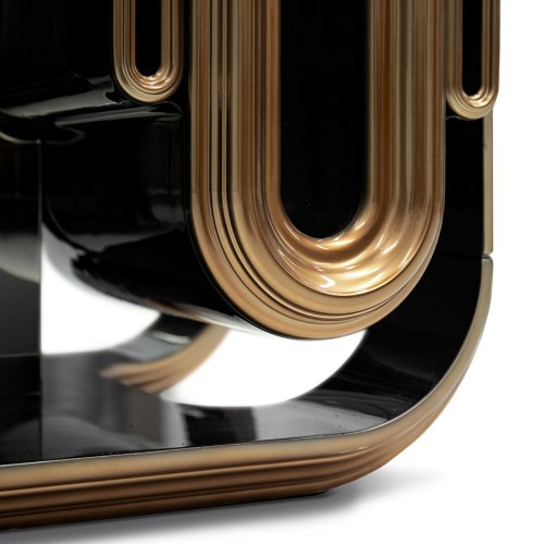 Buffet 145 - Oblong - Copper and gold colored wooden sideboard with mirror - Pacific Compagnie.