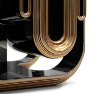 Buffet 145 - Oblong - Copper and gold colored wooden sideboard with mirror - Pacific Compagnie.