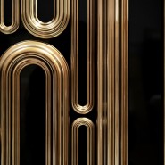 Buffet 145 - Oblong - Luxury gold sideboard with copper metal details and mirror - Pacific Compagnie.