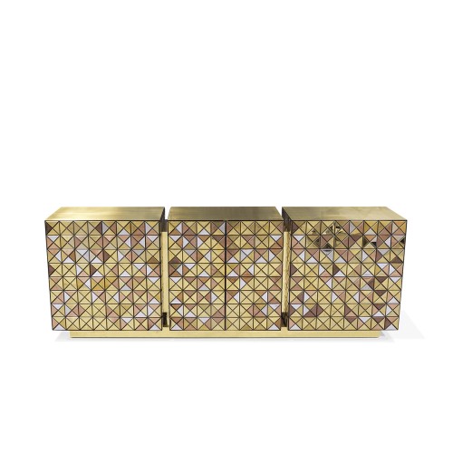 Buffet 145 - Pixel | Buffet 145-Pixel en bois et laiton multicolore - Pacific Compagnie.