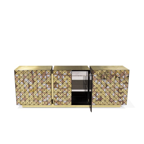 Buffet 145 - Pixel | Buffet 145-Pixel avec miroir et tissu, design multicolore - Pacific Compagnie.