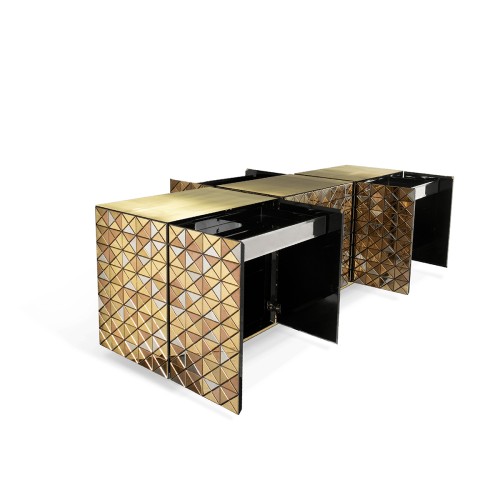 Buffet 145 - Pixel | Buffet 145-Pixel avec décor multicolore et miroir, style Boca Do Lobo - Pacific Compagnie.