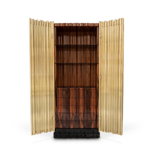 Cabinet 145 - Symphony - Détail de la matière en bois et verre - Pacific Compagnie.