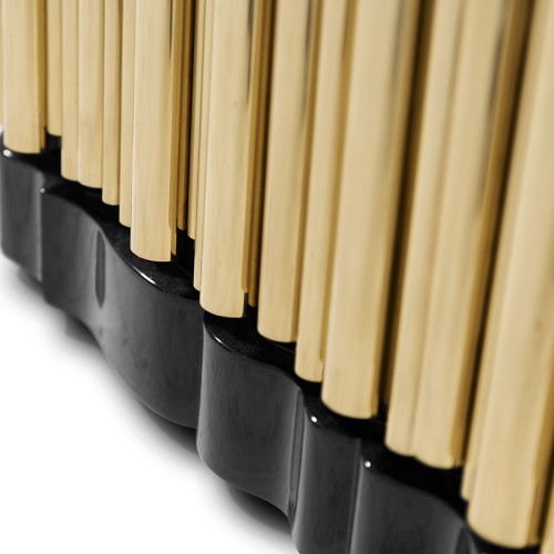 Cabinet 145 - Symphony - Gold and wood bar cabinet with sophisticated brass details - Pacific Compagnie.