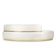 Canapé 145 - Odette - Canapé avec tissu synthétique effet suède et laiton poli - Pacific Compagnie.