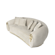 Canapé 145 - Soleil - Hand-hammered polished brass base sofa with small and large dimensions available - Pacific Compagnie.