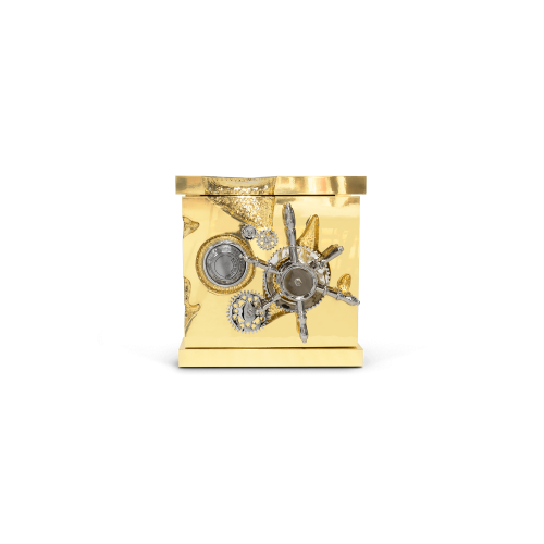 Coffre à bijoux 145 - Millionaire - Modern silver and black jewelry safe with luxurious fabric lining - Pacific Compagnie.