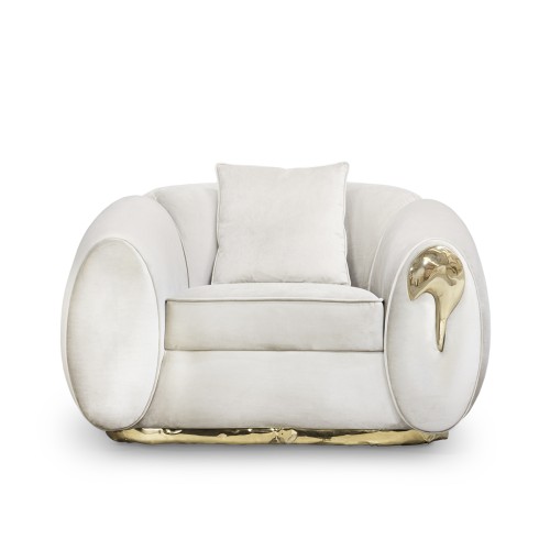 Fauteuil 145 - Soleil - Luxury armchair with combination of brass and green hues - Pacific Compagnie.