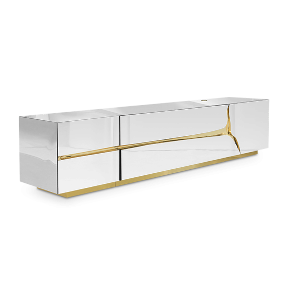 Meuble TV 145 - Lapiaz - Contemporary TV furniture with glass and wood combination - Pacific Compagnie.