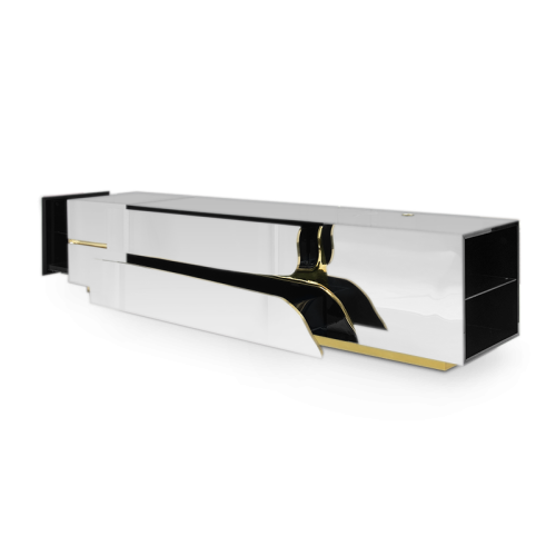 Meuble TV 145 - Lapiaz - Modern TV cabinet with smoked glass and wood finish - Pacific Compagnie.