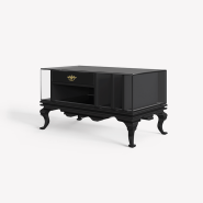 Table de nuit 145 - Tower - Modern black lacquered wood nightstand with matte finish - Pacific Compagnie.