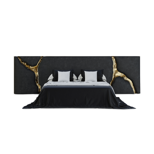 Tête de lit 145 - Lapiaz - White headboard with polished brass details - Pacific Compagnie.