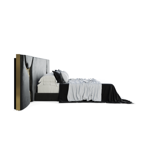 Tête de lit 145 - Lapiaz - Hand-hammered brass accents on wooden headboard - Pacific Compagnie.