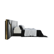 Tête de lit 145 - Lapiaz - Hand-hammered brass accents on wooden headboard - Pacific Compagnie.