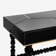 Bureau 145 - Manu - Bureau de luxe avec plateau en miroir et détail en or - Pacific Compagnie.