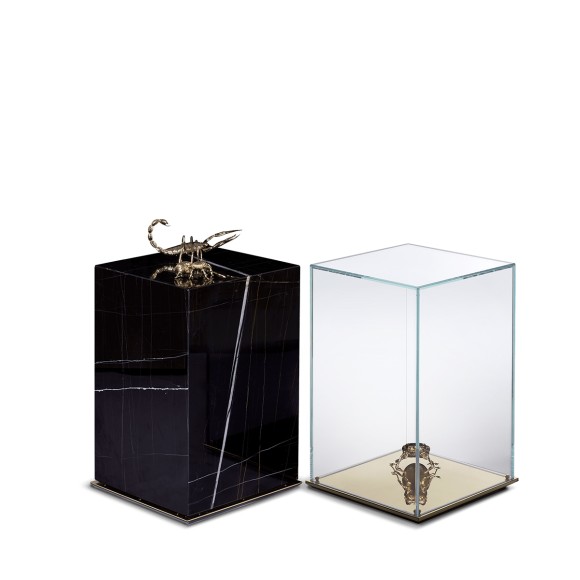 Table d'appoint 145 - Metamorphosis - Sophisticated marble and wood side table with black finish - Pacific Compagnie.